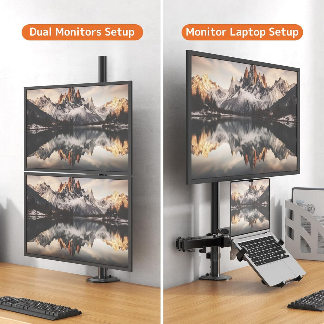 PUTORSEN Monitor Halterung mit Laptop Arm für 17 bis 49 Zoll Bildschirm und Notebook bis zu 17 Zoll,