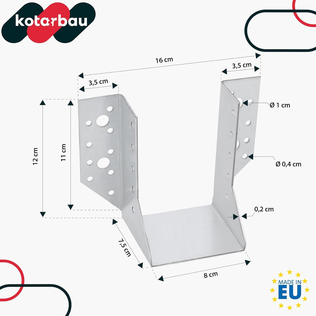 KOTARBAU® 10er Set Balkenschuh Typ A 80 mm Holzbalkenverbinder Balkenverbinder Verbinder für Baukons