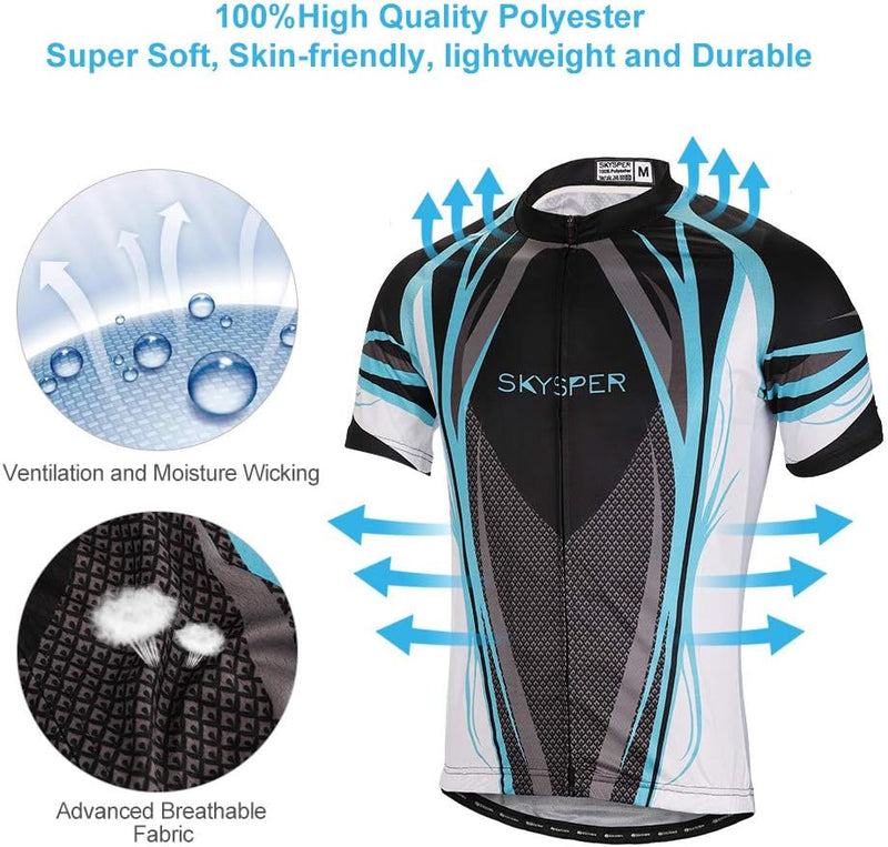 SKYSPER Radtrikot Herren Kurzarm Fahrradbekleidung Set Outdoor Sports Radfahren Jersey + Radfahren L