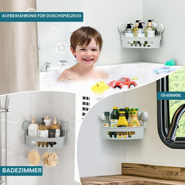 TAILI Duschablage Ohne Bohren Ecke Duschablage Saugnapf Dusche Organizer Grosse Kapazität Bad Organi