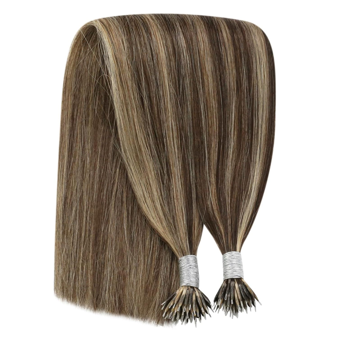 YoungSee Nano Extensions Echthaar Braun Blond Nanoring Extensions Echthaar Highlight 35cm Nano Ring