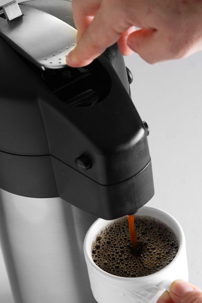 HENDI Pumpkanne, Isolierkanne, mit Pumpsystem, 360° drehbarer Boden, Doppelwandige, Kaffekanne, Term