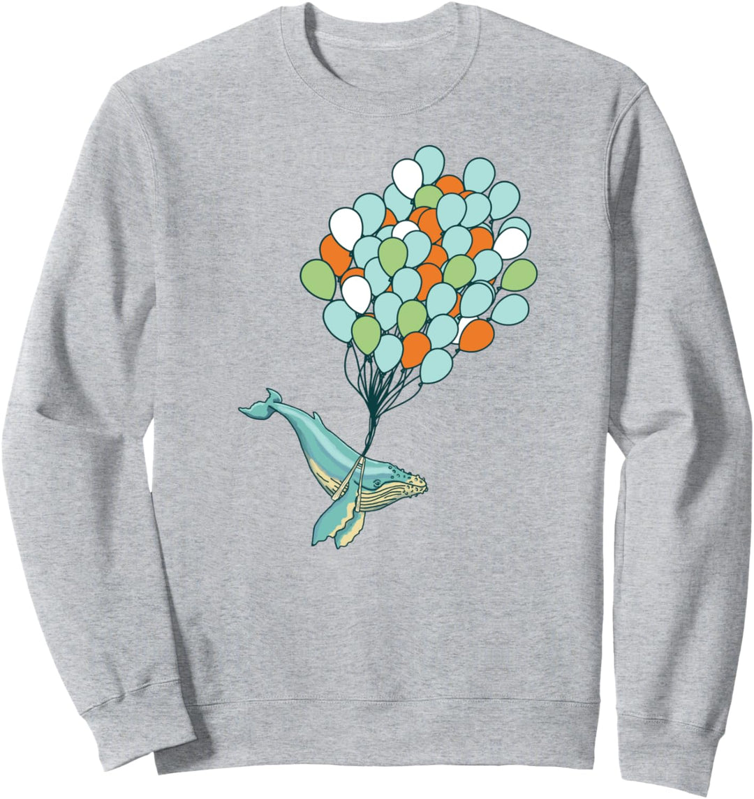 Blue Whale & Bunch of Balloons Illustration Sweatshirt