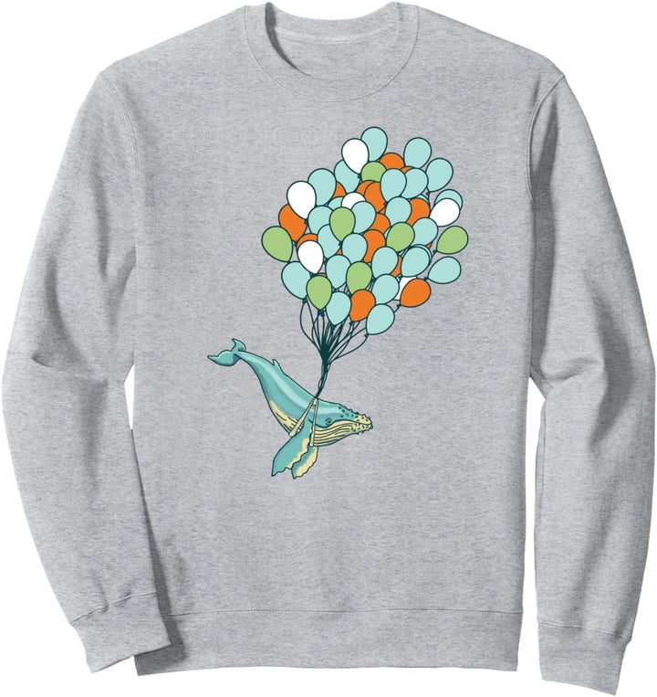Blue Whale & Bunch of Balloons Illustration Sweatshirt