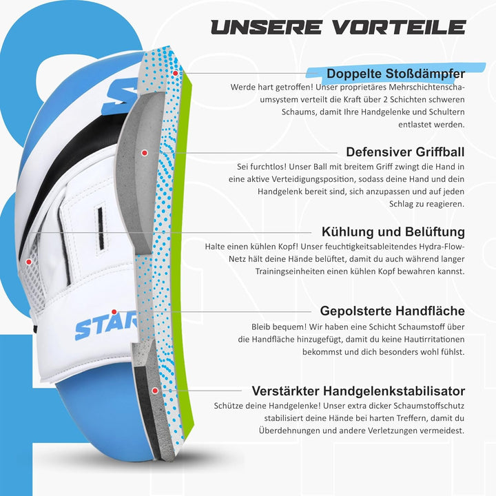Starpro Box Pratzen für realistisches & effektives Training Pratzen Boxen, Bratzen, Pratzen Kampfspo