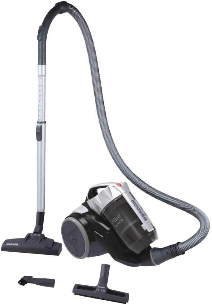 Hoover KHROSS Bodenstaubsauger, Abschleppen ohne Beutel, Schwarz und Grau, Home, 550W