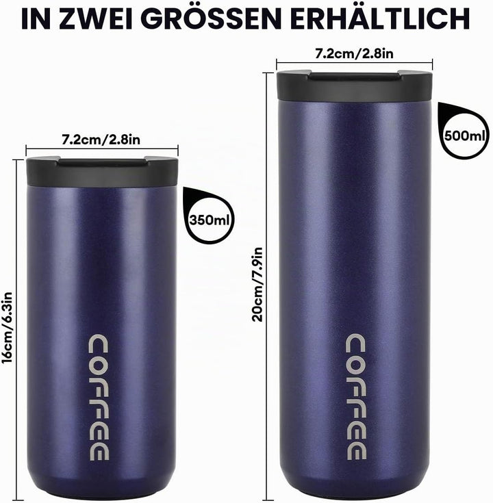 lalafancy Thermobecher 350ml/500ml Kaffeebecher-to-go, Isolierbecher Edelstahl Travel Mug Wiederverw