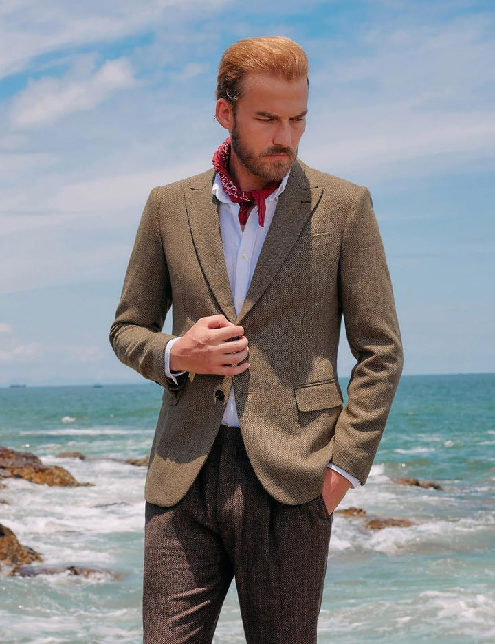 PJ Paul Jones Sakko Herren Vintage British Blazer 2 Knöpfe Tweed Jackett XXL Braun, XXL Braun
