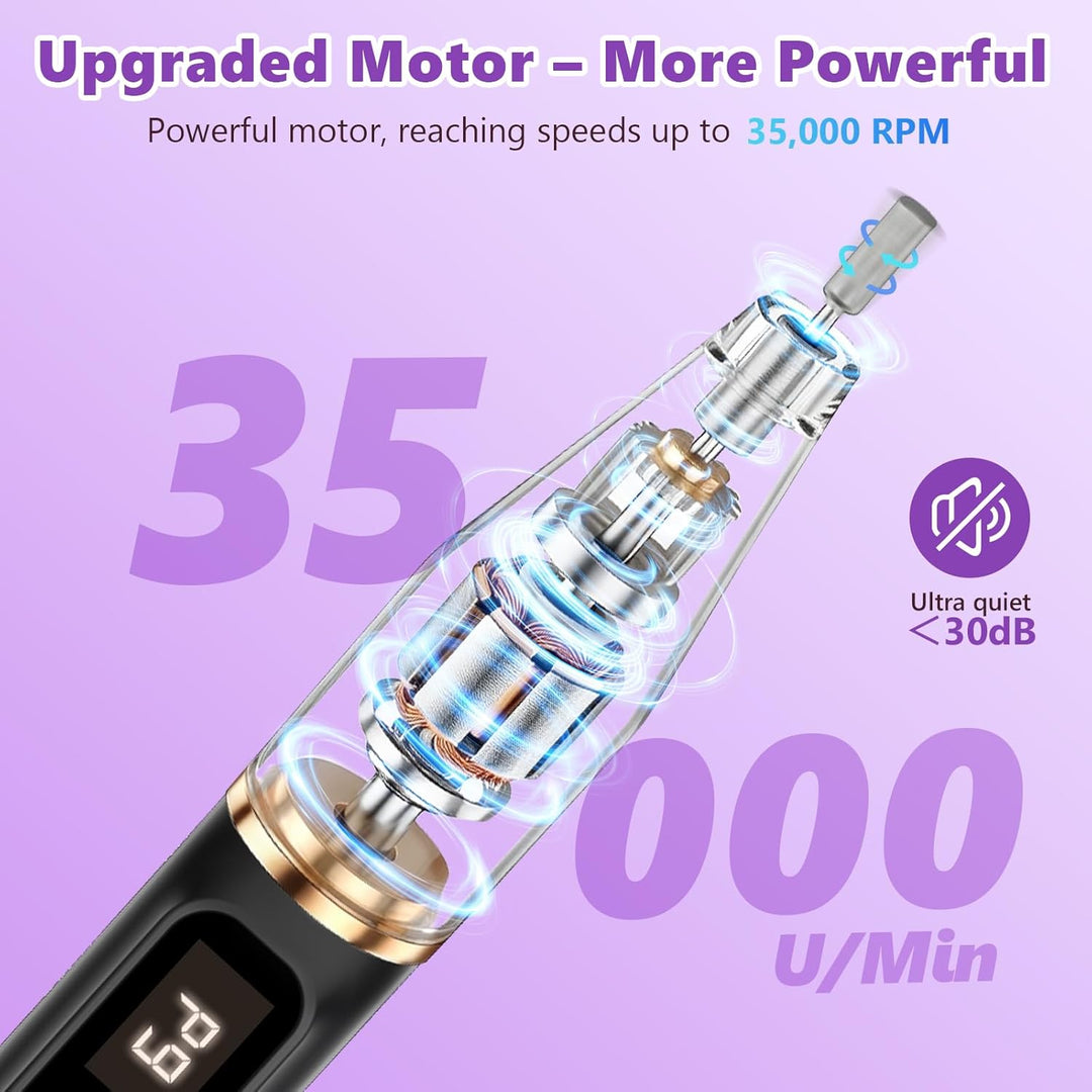 Nagelfräser Kabellos 35000 U/Min Elektrische Nagelfeile, 12 in 1 Fräser Nägel Professionell Nail Dri