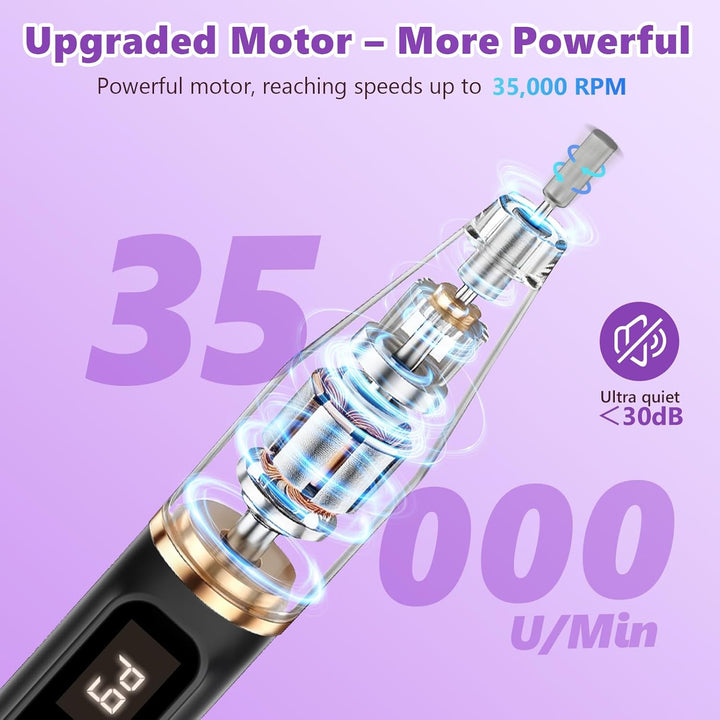 Nagelfräser Kabellos 35000 U/Min Elektrische Nagelfeile, 12 in 1 Fräser Nägel Professionell Nail Dri
