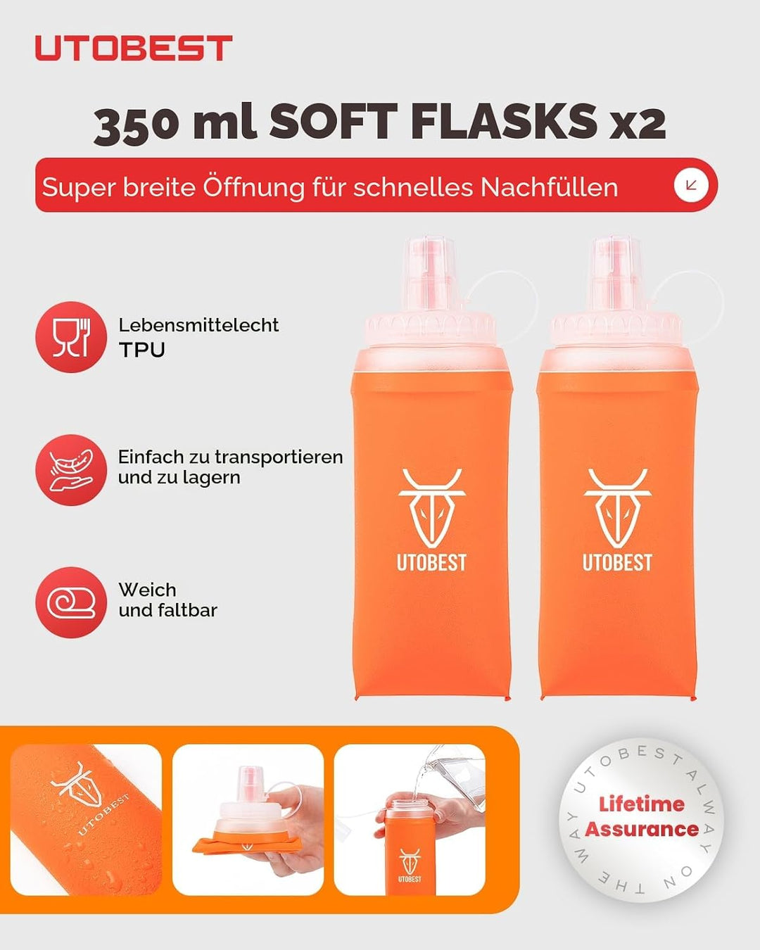 UTOBEST Trinkrucksack 5L, Laufweste, Herren Damen Ultraleicht Laufrucksack für Laufen, Marathon, Jog