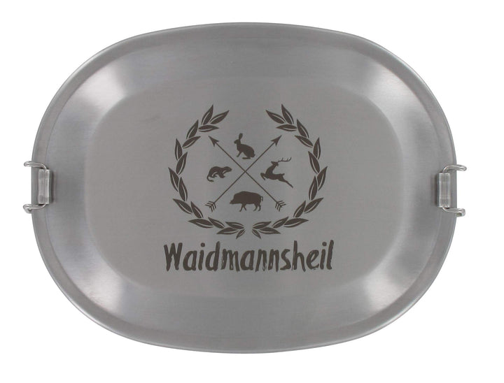 LASERHELD Vesperdose Brotzeitdose Jausendose aus Edelstahl mit Gravur Waidmannsheil - Geschenkidee f