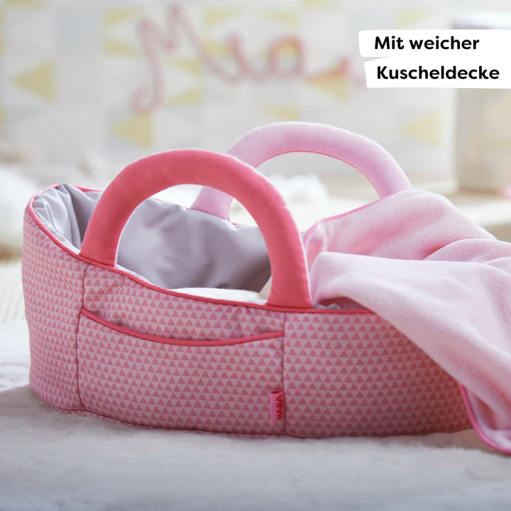 HABA 305072 - Puppentragetasche Rosarot, Puppenzubehör für Babypuppen und HABA-Stoffpuppen, Tragetas