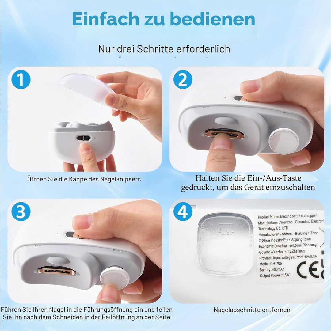 Elektrischer Nagelknipser, Nagelschleifer Elektrisch Professionell 3-in-1, Elektrische Nagelfeile LE