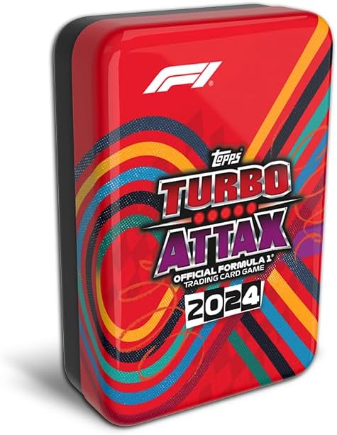 Topps Turbo Attax Formula 1 2024 - Mega Tin - Revved Up - centhält 66 Karten, darunter 6 LE&