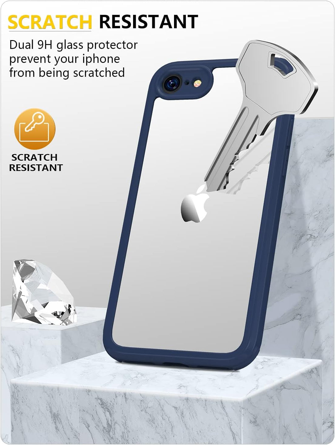 Miracase 360 Grad Hülle kompatibel mit iPhone SE 2022/ SE 2020/ iPhone 8, Ganzkörper Schutzhülle mit