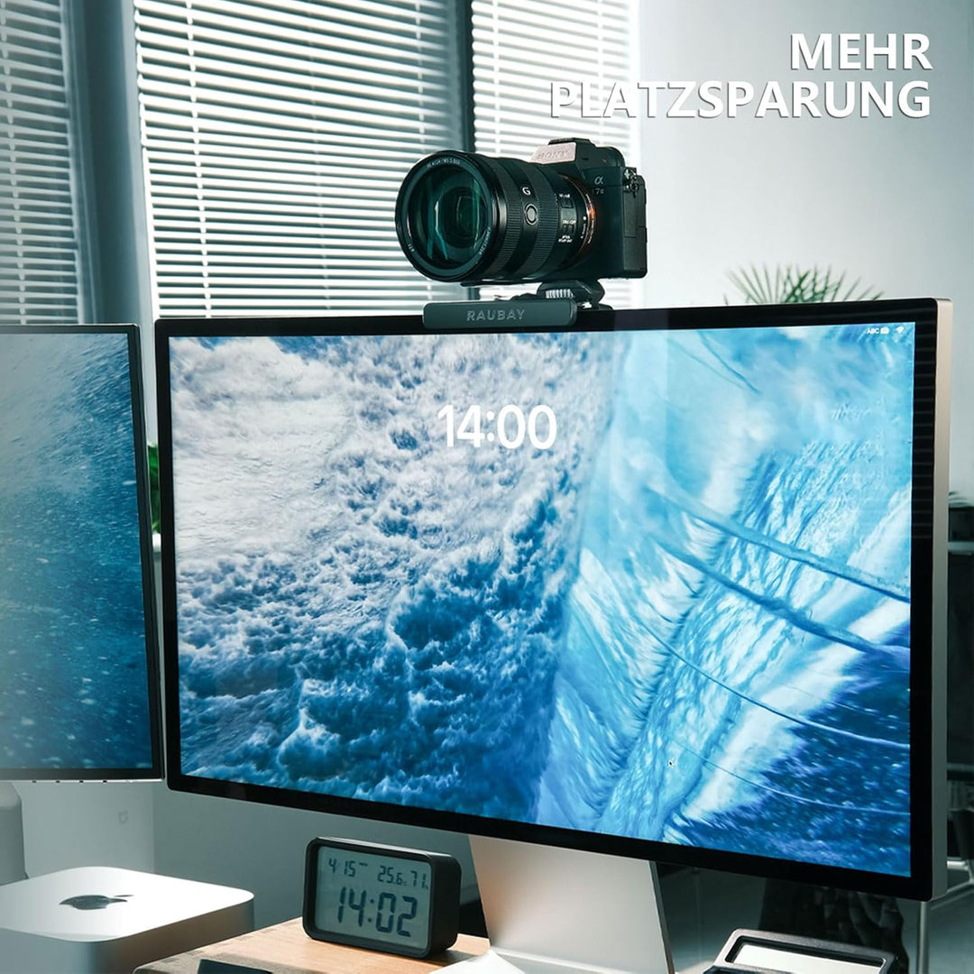 RAUBAY 【CM02】 Monitor-Kamera-Halterungsständer, hängende Webcam-Klemme mit 1/4-Zoll-Schraube, MILC-M