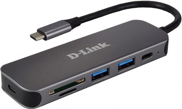 D-Link DUB-2325 5-in-1 USB-C Hub mit 2 USB 3.0 Ports (USB-C Port, SD/MicroSD Card Reader für PC, Mac