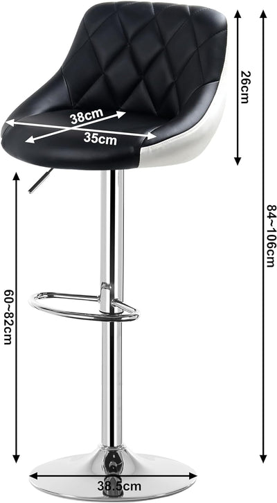 WOLTU BH30sz-2 Design 2 farbig Barhocker mit Griff 2er Set, stufenlose Höhenverstellung, verchromter