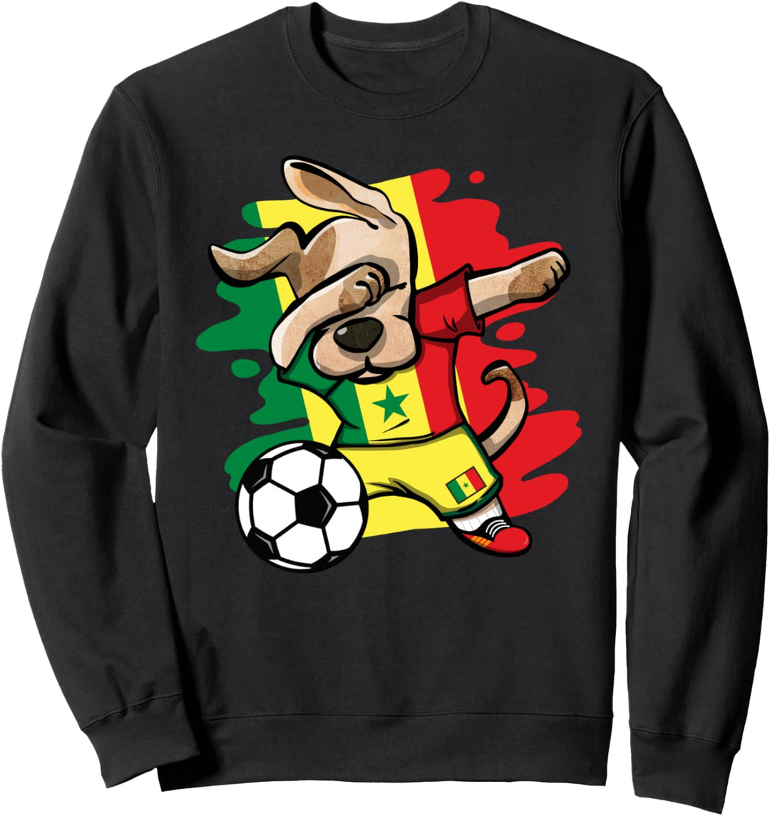 Lustiger Dabbing Hund Senegal Fussball Senegalesische Flagge Sweatshirt