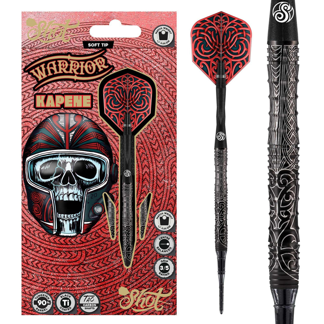 Shot Darts Warrior Kapene Captain 90% Tungsten Softdarts Gewicht: 20g, Gewicht: 20g