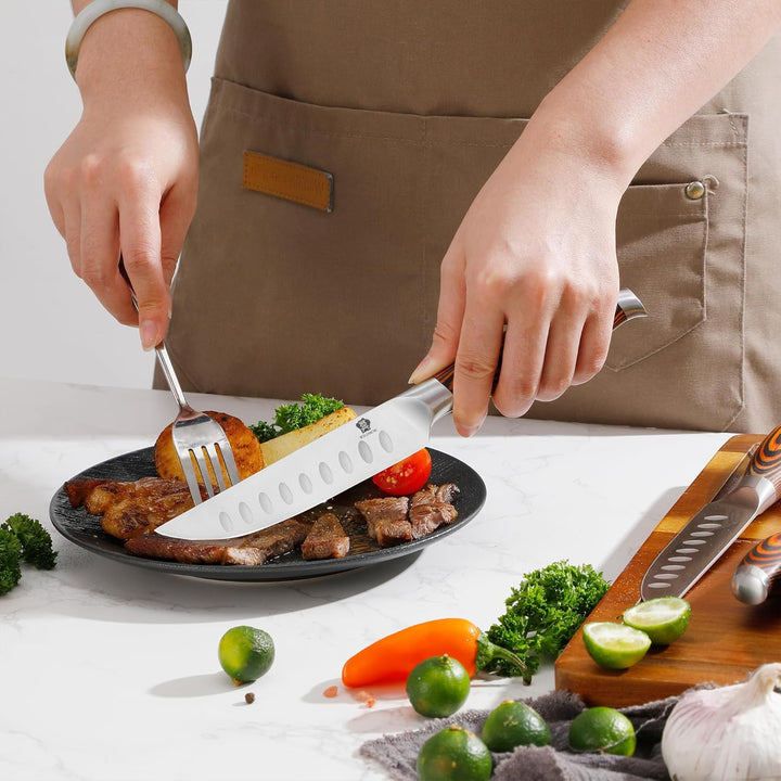 WILDMOK 4-teilig Steakmesserset 12,8cm Klinge aus Deutschem Stahl, Ergonomischer Griff Steakhouse Me