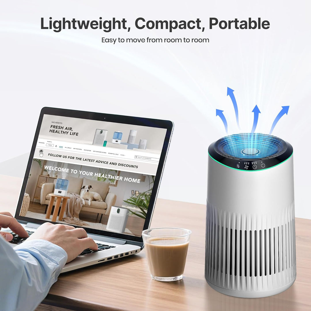 MERONTE Luftreiniger für Schlafzimmer, Allergischer Luftreiniger, Weiss | Air Purifier für Zuhause,