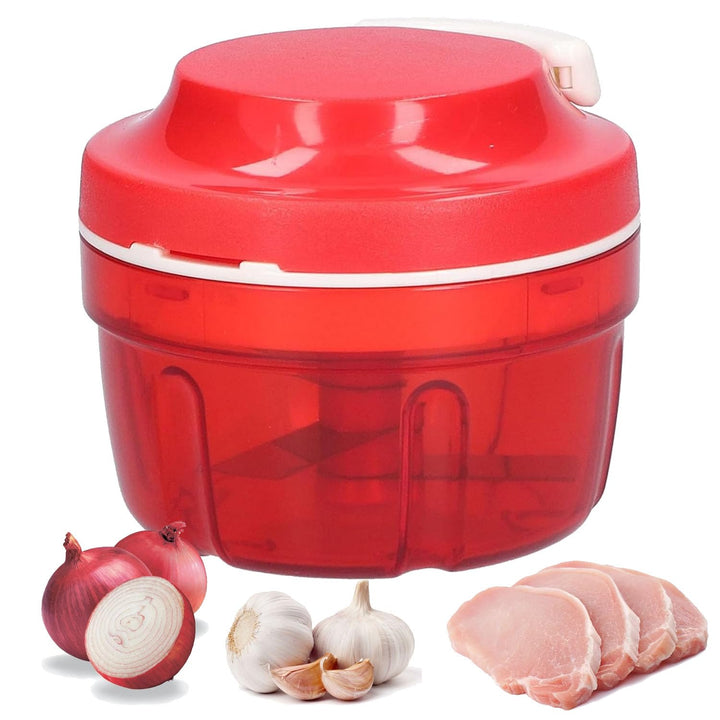Zwiebelschneider Manuell，Zwiebel Zerkleinerer für Gemüse, Obst, Zwiebeln, Nüsse, Knoblauch (Rot)