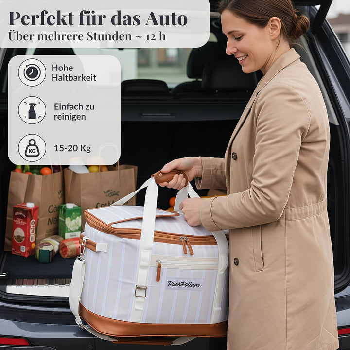 Kühltasche Gross 45 L Faltbar Wasserdicht Kühlbox Cooler Bag für Picknick Strand Camping Auto Einkau