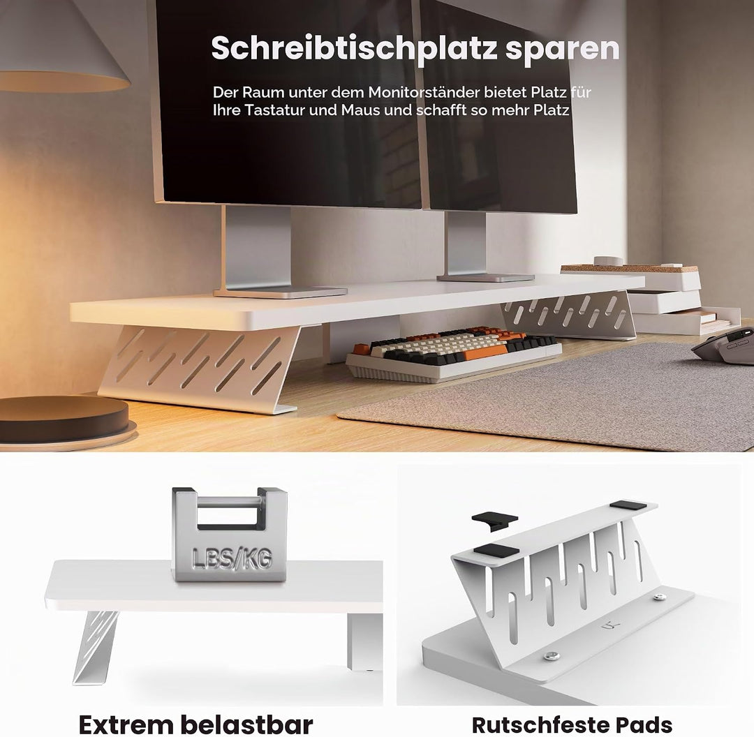 Fenge Dual Monitorständer mit Modernen Metallfüssen Multifunktionaler Bildschirmständer für Computer