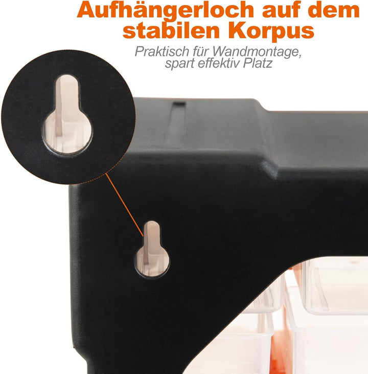 KENDO Kleinteilemagazin Schubladen - Sortierboxen für Kleinteile mit 39 Schubladen - Masse: 49.5 x 3