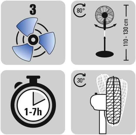 TROTEC Standventilator TVE 25 S, geräuscharmer Ventilator, 40 Watt, 3 Gebläsestufen, 80°-Oszillation