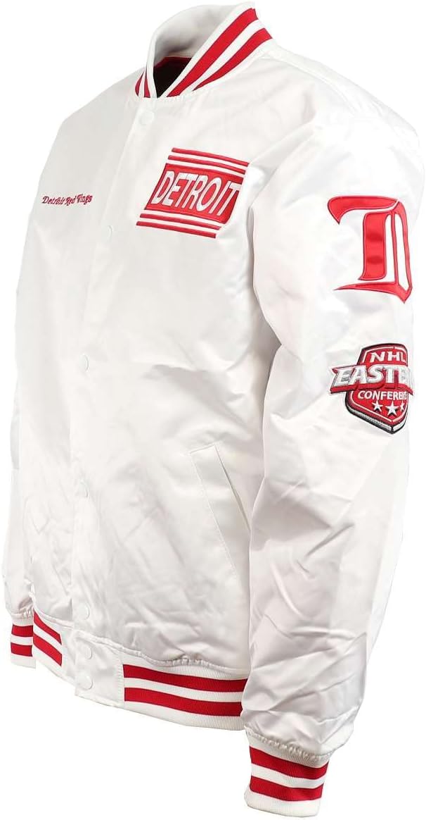 Mitchell & Ness NBA Hometown LW Satin Jacket, White M #2-Red-Wings-White-31093, M #2-Red-Wings-White