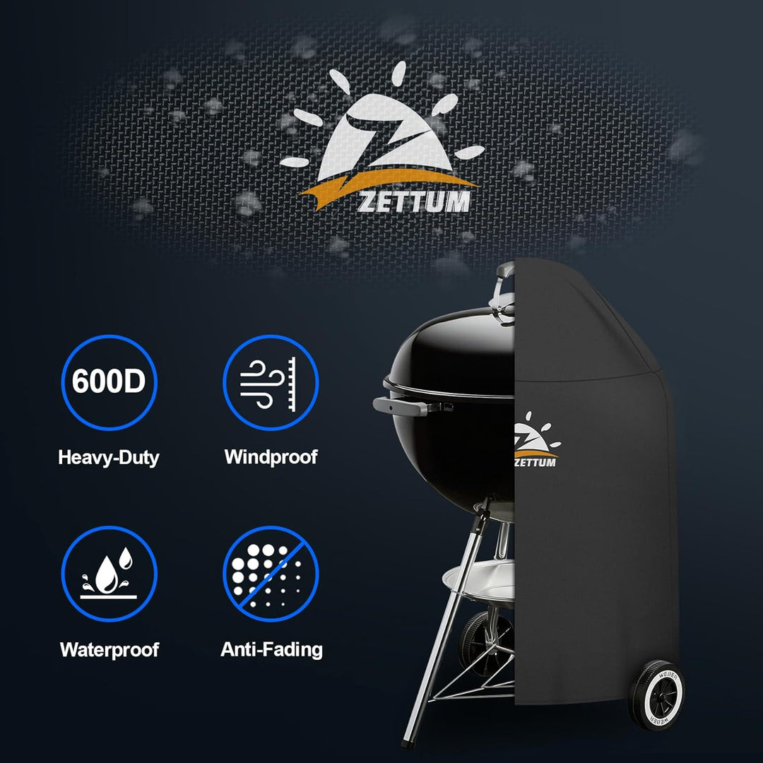Zettum Kugelgrill Abdeckung Grill - 600D Oxford Holzkohle Abdeckhaube Grill für Weber 57 CM Barbecue
