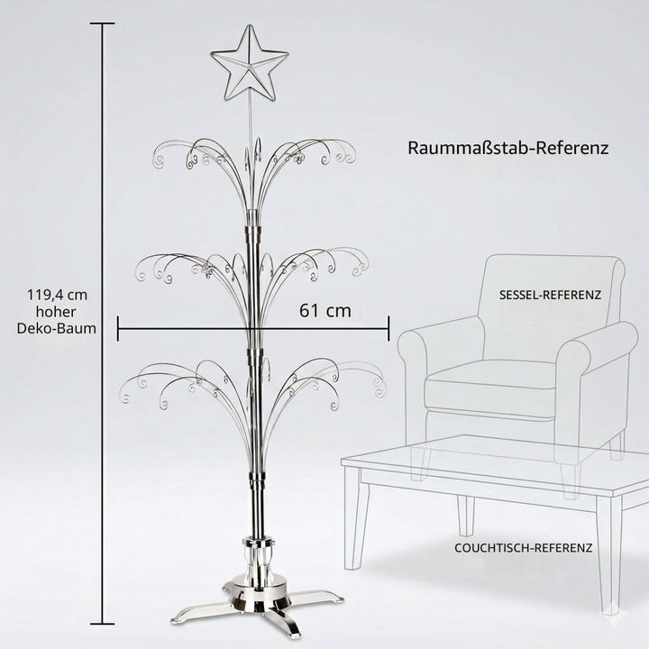 HOHIYA Metall Weihnachten Ornament Display Baum drehbarer Ständer 119,4 cm (Silber) 47"H Rotating St