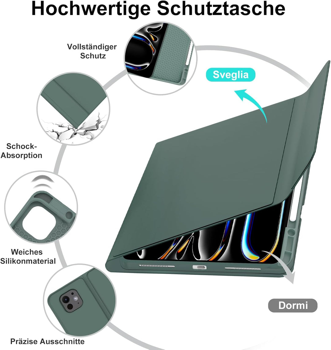 IVEOPPE Hülle mit Tastatur für iPad pro 13" 2024 (M4), Magnetisch Bluetooth QWERTZ Tastatur für iPad