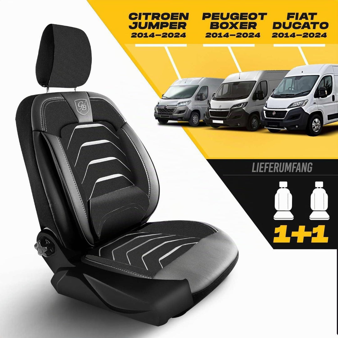 Autositzbezüge Universal 1+1 für FIAT Ducato, Peugeot Boxer, Citroen Jumper (2014-2026) Opel Movano