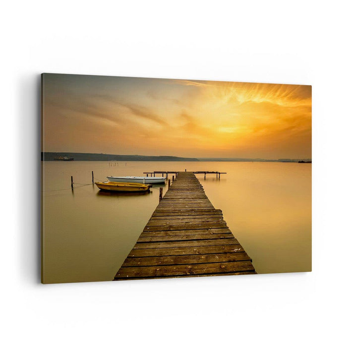 ARTTOR Bilder auf Leinwand 100x70cm Leinwandbild mit Rahmen See Brücke Gross Wanddeko Bild Schlafzim