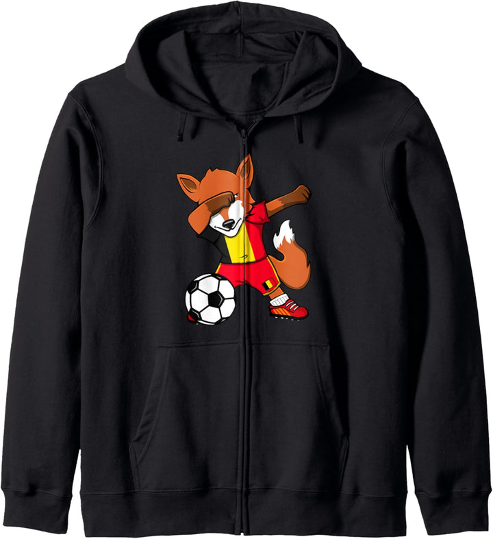 Dab Fuchs Fox Belgien Fussball Mannschaft Belgische Flagge Kapuzenjacke