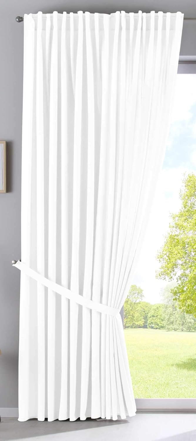 2er Set Vorhänge Verdeckte Schlaufen Cationic »JENA« HxB 250x140 cm Weiss Blickdicht Leinen Optik Ga