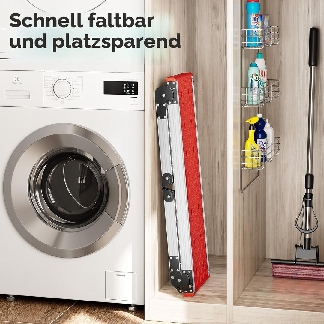 KINGRACK Klappbare Arbeitsplattform, Aluminium Stufenleiter Plattformleiter mit rutschfesten Gummifü