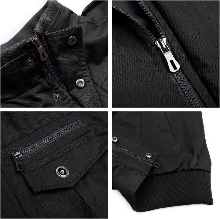 KUDORO Herren Übergangsjacke Militär Jacke Leicht Winterjacke Herbstjacke Stehkragen Fliegerjacke Ba