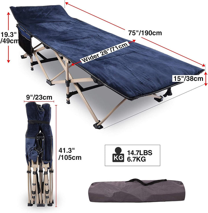 REDCAMP Campingbett Feldbett Klappbar mit Auflage für Erwachsene, XXL 190 x 71 x 38 cm Faltbar Feldb