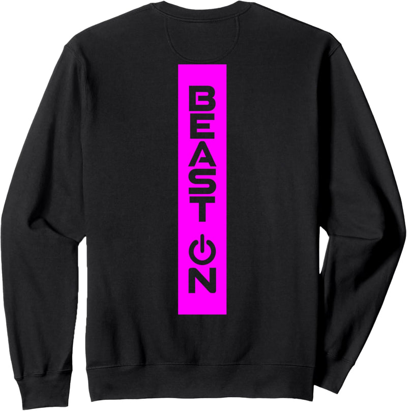 Beast ON Rücken Motiv pinke Schrift Gym Fitness Motivation Sweatshirt