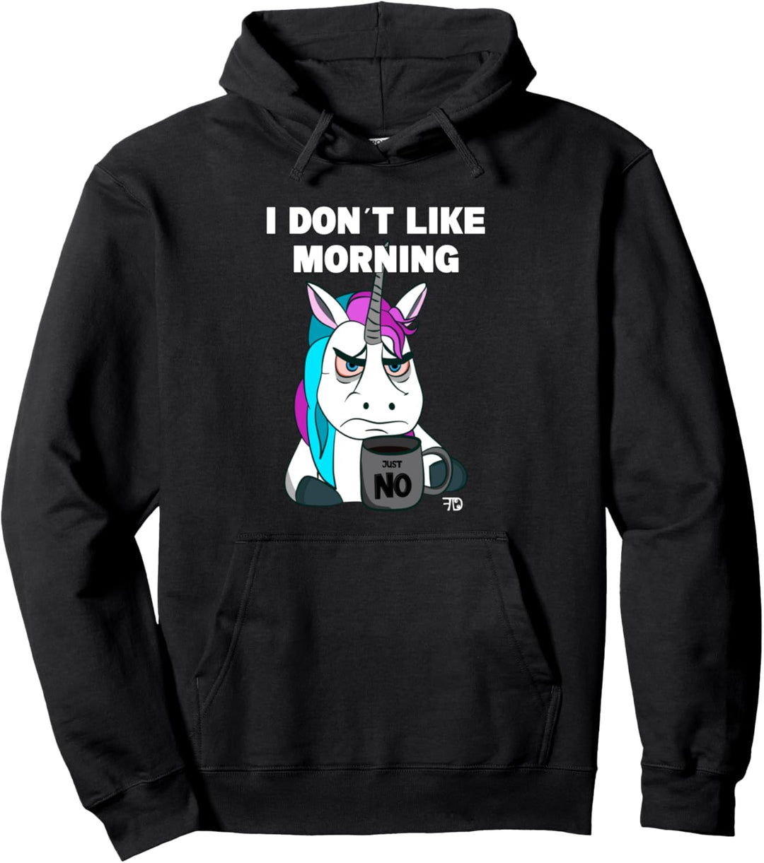 Just no. Mürrisches lustiges Einhorn mit Kaffeetasse Pullover Hoodie