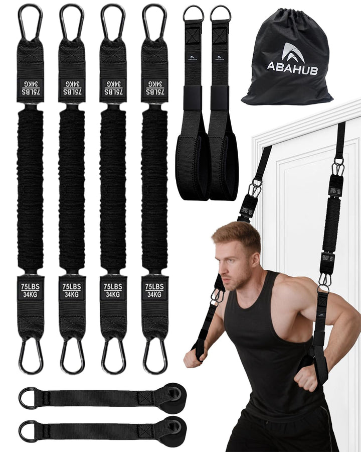 Abahub Trizeps Band Set mit Türanker Verstellbar Tricep Pull Down Fitnessband für Zuhause, Armtraini