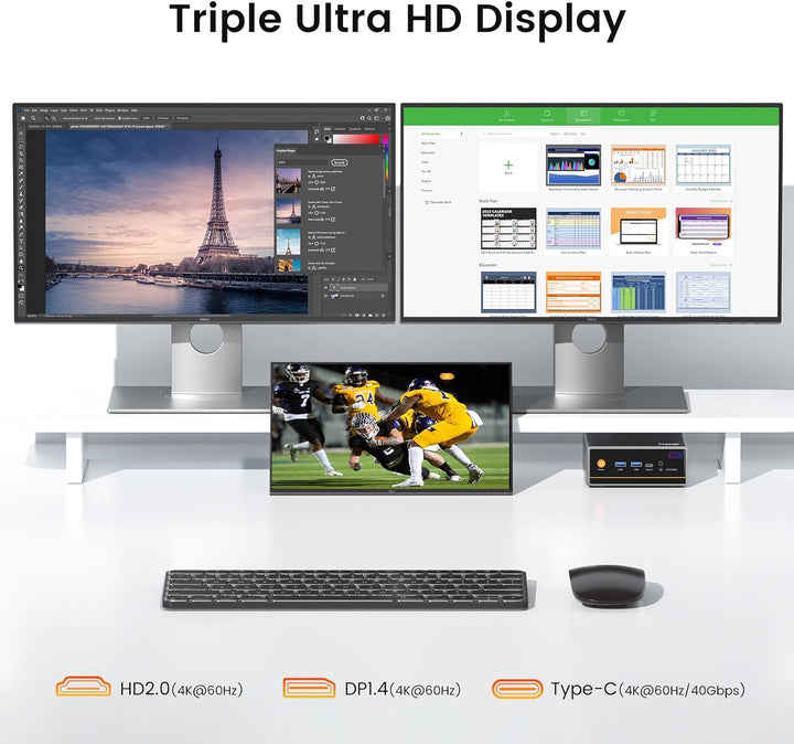 Trycoo Mini PC AMD Ryzen 5 5600H (6C/12T, up to 4.2GHz),16GB DDR4 RAM,512GB SSD,WiFi 6/ BT5.2/ Type-