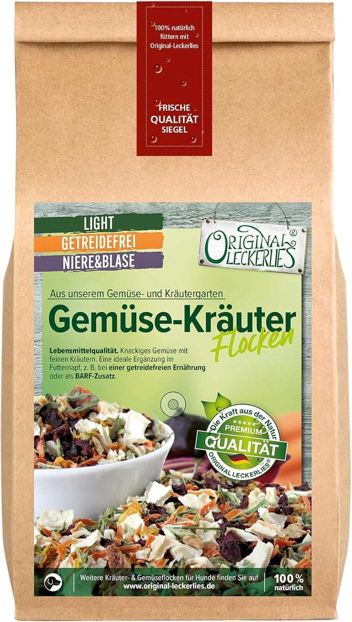 Original-Leckerlies: Gemüse-Kräutermix, 5 kg getreidefreie Gemüseflocken, Hundeflocken, Hundefutter,