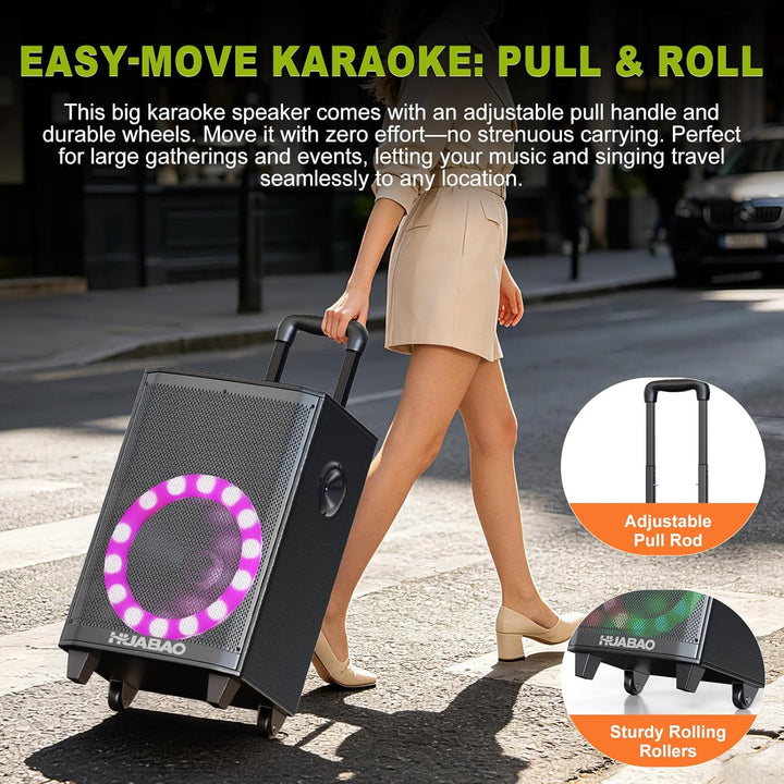 Grosser Bluetooth-Karaoke-Lautsprecher mit 2 drahtlosen Mikrofonen, 11-Lautsprechersystem mit 8800-m