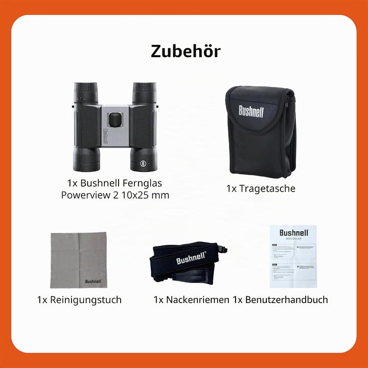 Bushnell - Powerview 2 - Fernglas - 10x25 - Dachkant - Aluminium Metallgehäuse - Mehrschichtvergütun